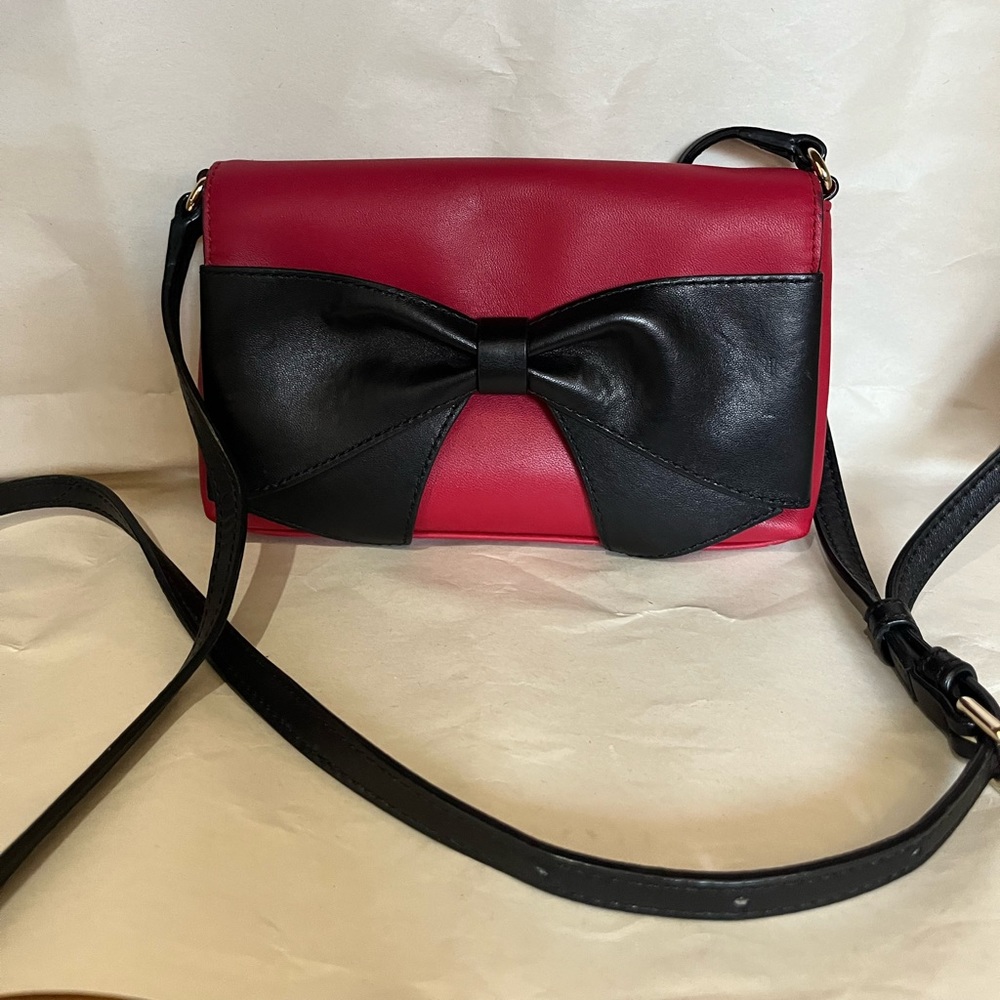 BOGO Beautiful Kate Spade purse, red leather with a black bow.